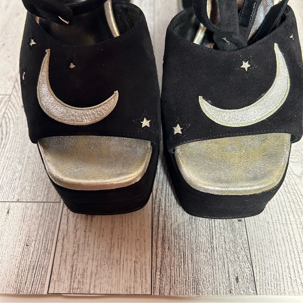 Hermes Tournis wedge sandals black celestial witch Halloween size 38 RARE - Picture 16 of 16